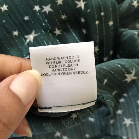 Modcloth Green Striped Star Long Sleeve Whimsigoth Retro Blouse Shirt Top - S - Picture 10 of 10